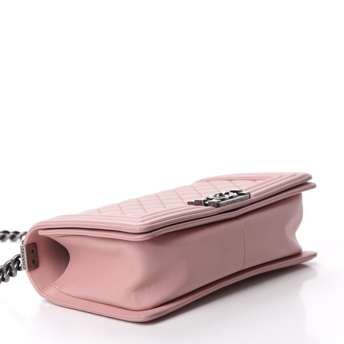 Lambskin Quilted Medium Boy Flap Light Pink