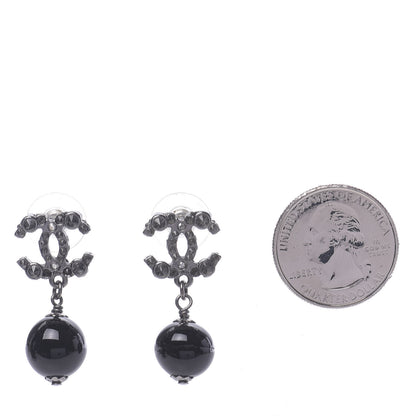 Chanel Ruthenium CC Bead Drop Earrings Black 2 of 5