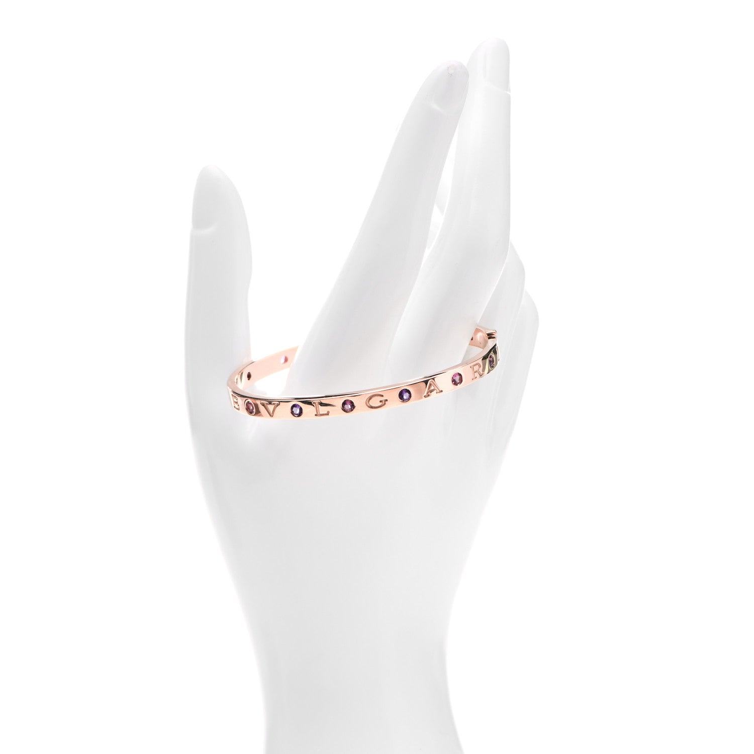 Bulgari 18K Rose Gold Amethyst Pink Sapphire BVLGARI BVLGARI Bangle Bracelet M 2 of 6