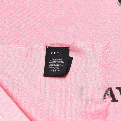 Gucci Modal Cashmere Silk Tiger Scarf Pink 5 of 5