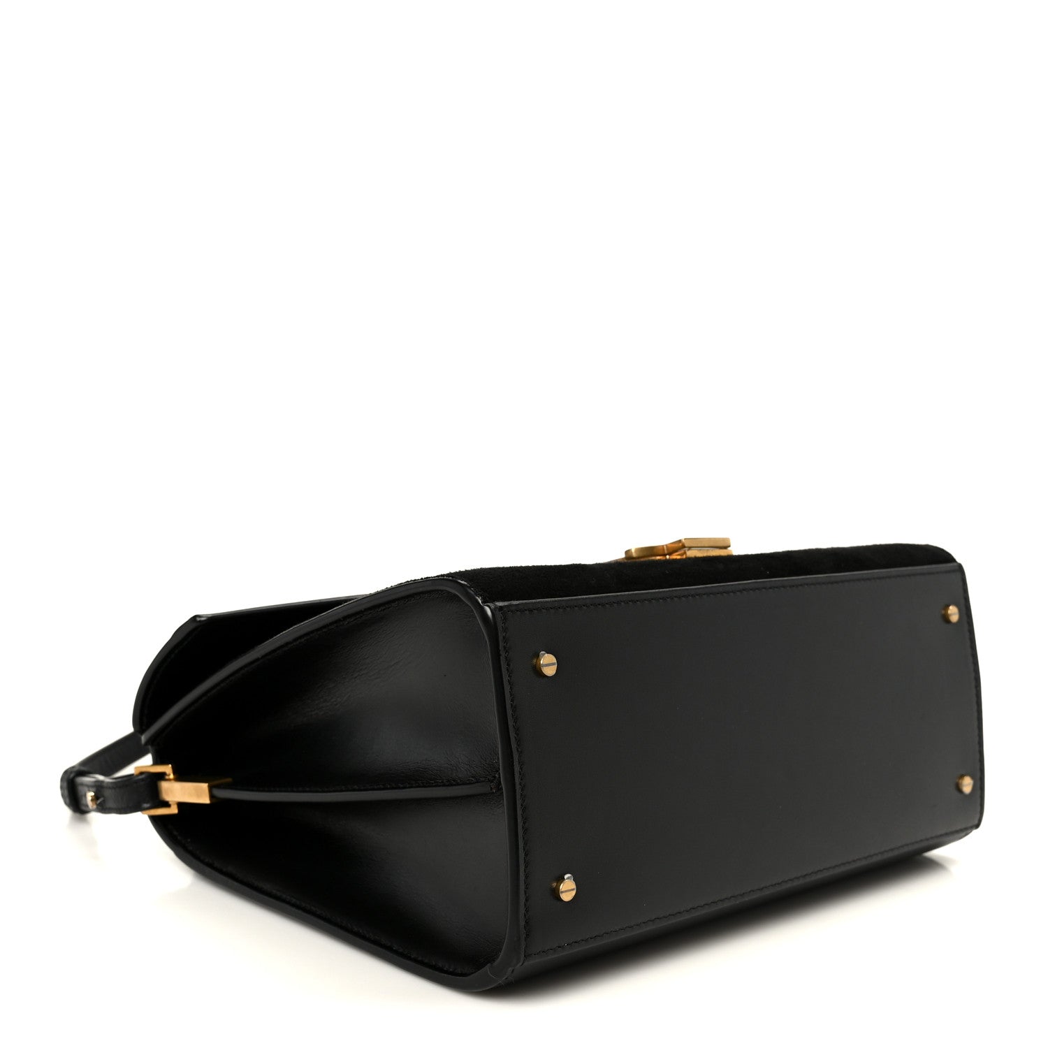 Saint Laurent Kid Scamosciato Smooth Calfskin Medium Classic Monogram Cassandra Top Handle Black Rouge Legion 3 of 10