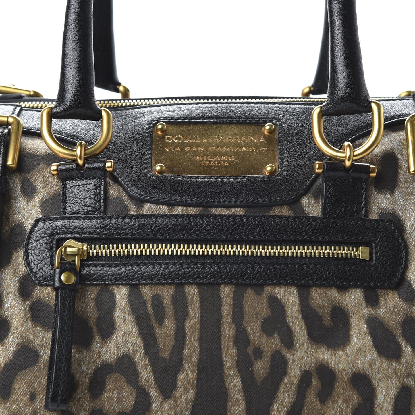 Canvas Leopard Print Miss Easy Way Satchel Black