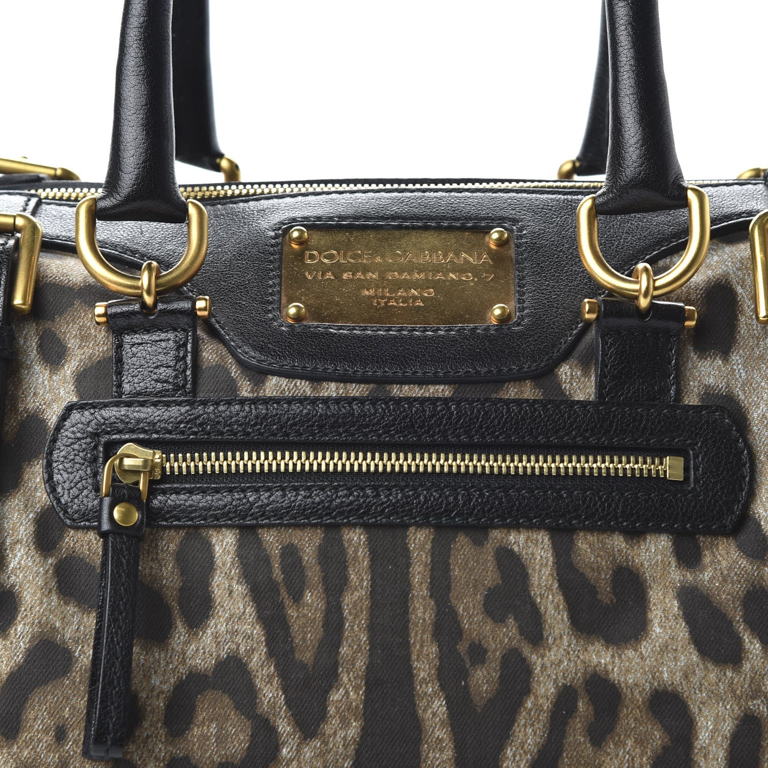 Dolce & Gabbana Canvas Leopard Print Miss Easy Way Satchel Black 9 of 9
