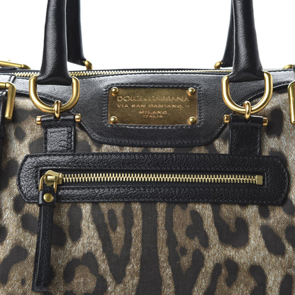 Dolce & Gabbana Canvas Leopard Print Miss Easy Way Satchel Black 9 of 9