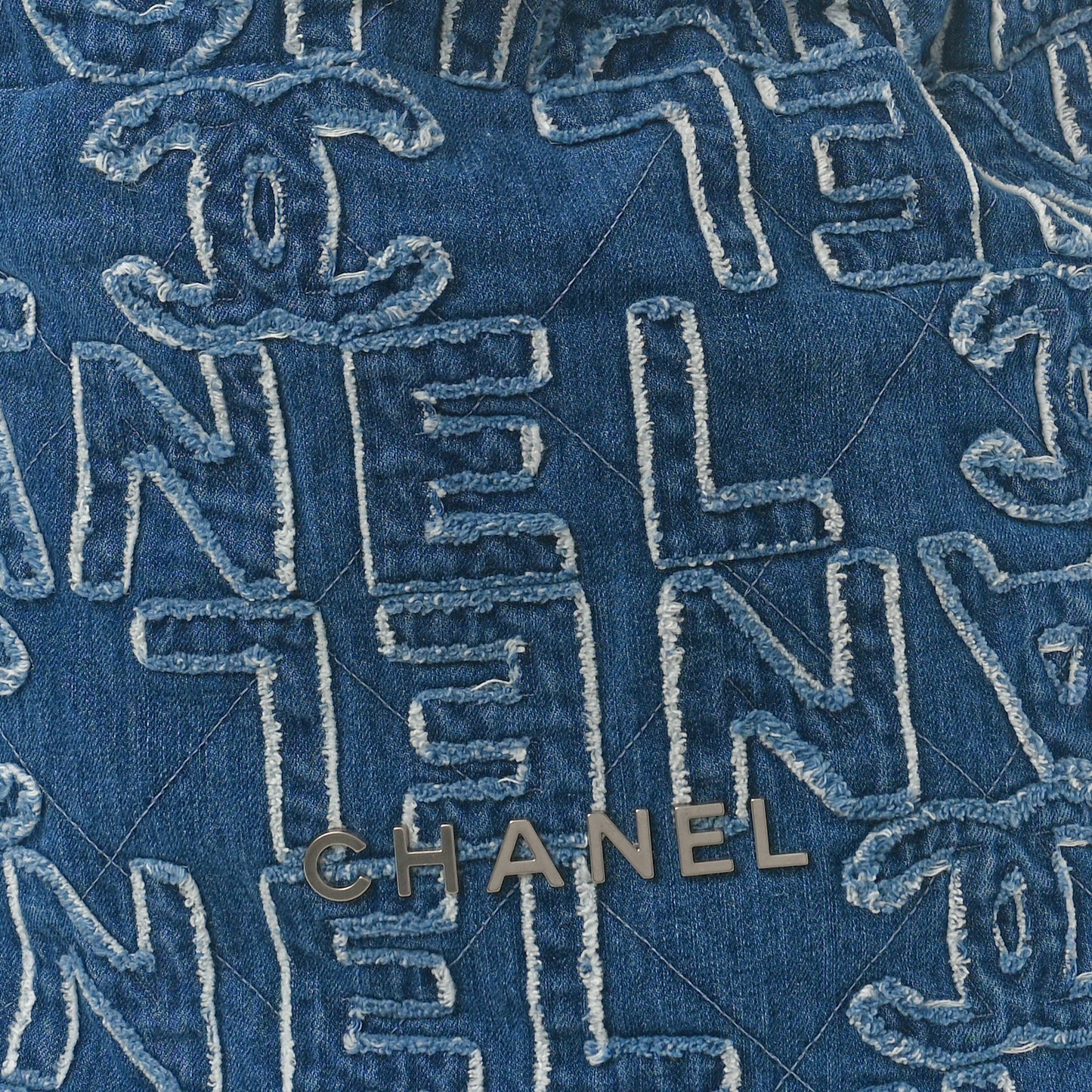 Denim Patchwork Quilted Chanel 22 Blue