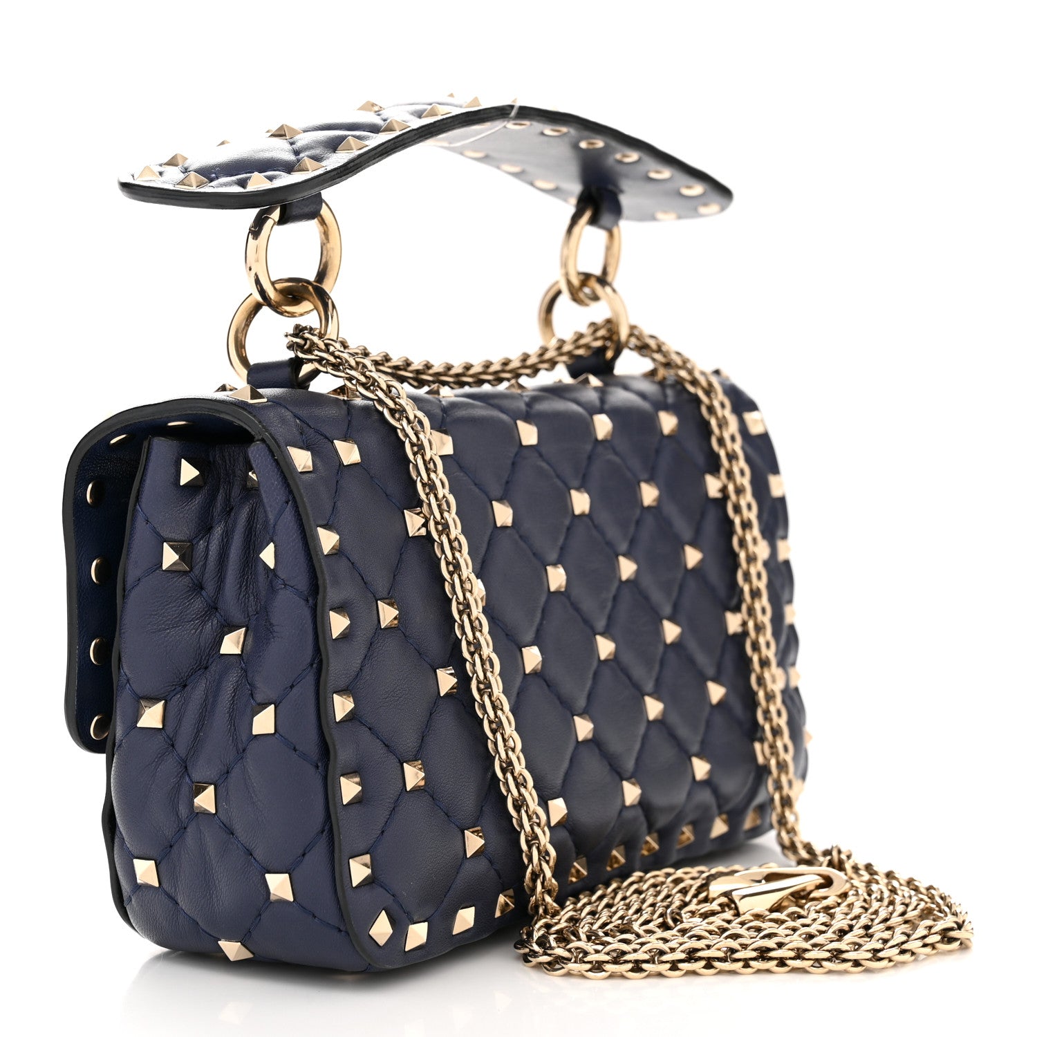 Valentino Garavani Nappa Small Rockstud Spike Shoulder Bag Pure Blue 3 of 11