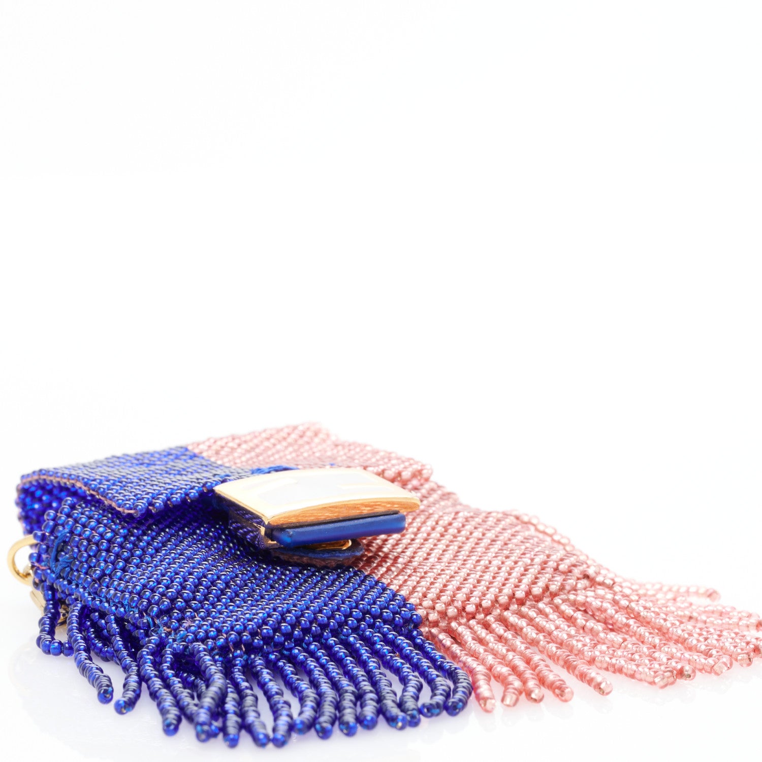 Fendi Glass Beaded Mini Pico Baguette Charm Blue Salmone 4 of 8