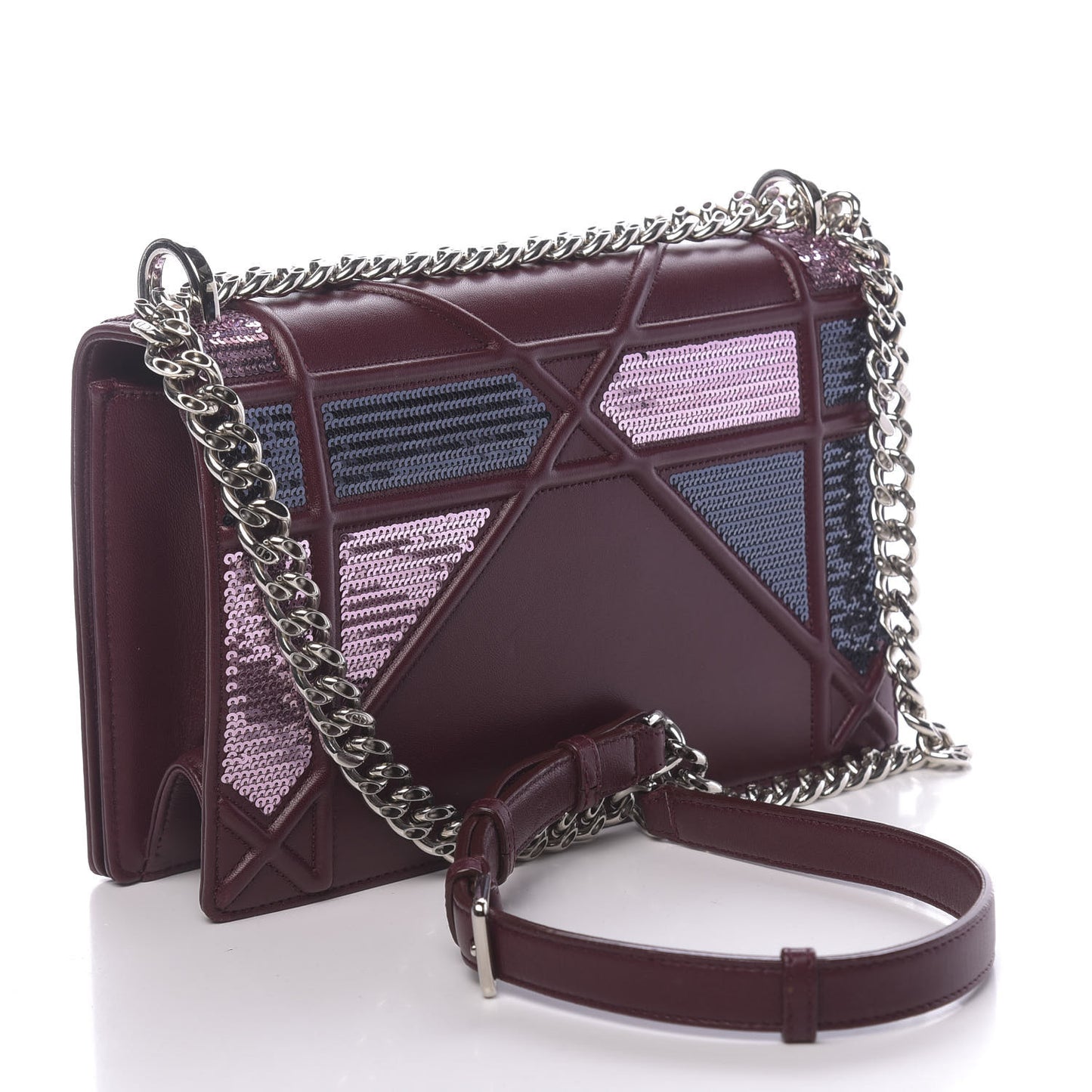 Lambskin Sequin Medium Diorama Flap Bag Plum