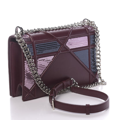 Christian Dior Lambskin Sequin Medium Diorama Flap Bag Plum 3 of 11
