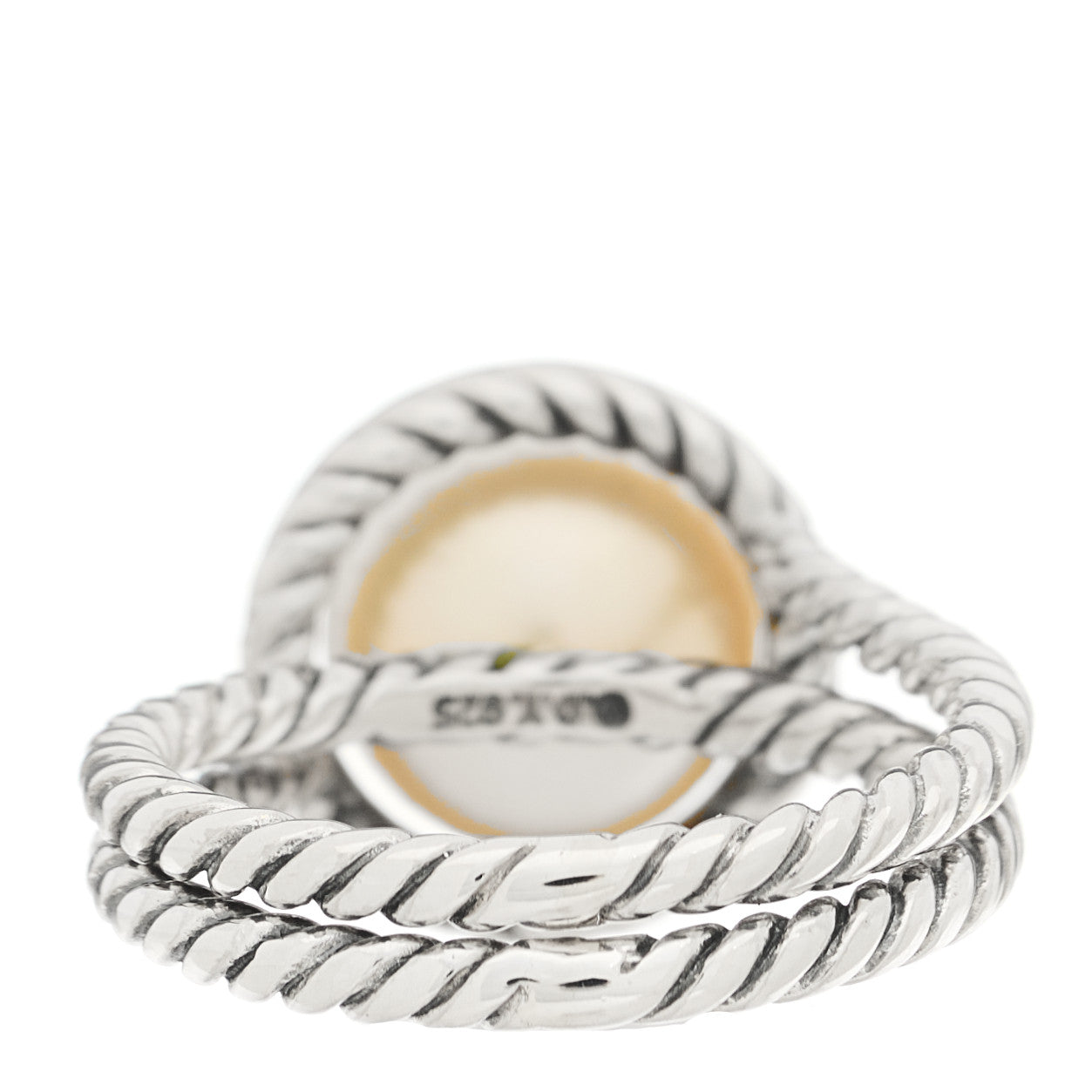 David Yurman Sterling Silver Diamond Cultured Pearl Cable Ring 50 5.5 4 of 5