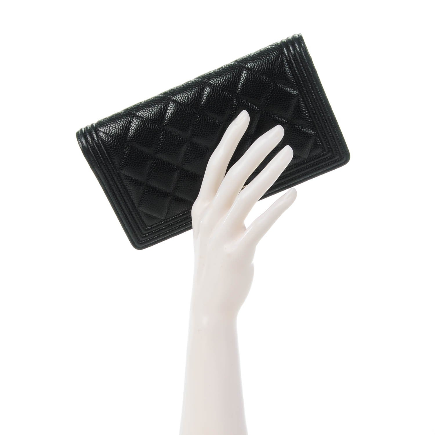 Chanel Caviar Quilted Boy Yen Wallet Black 2 of 8