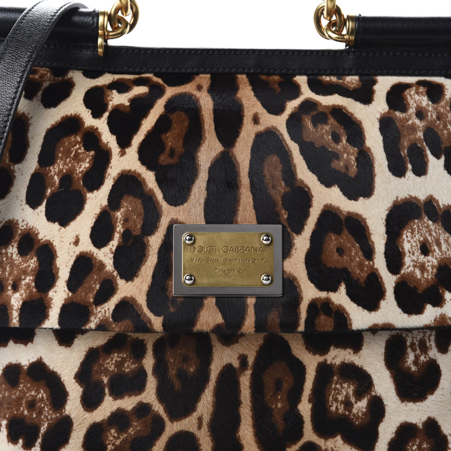 Dolce & Gabbana Calf Hair Leopard Print Large Miss Sicily Satchel Naturale 9 of 9