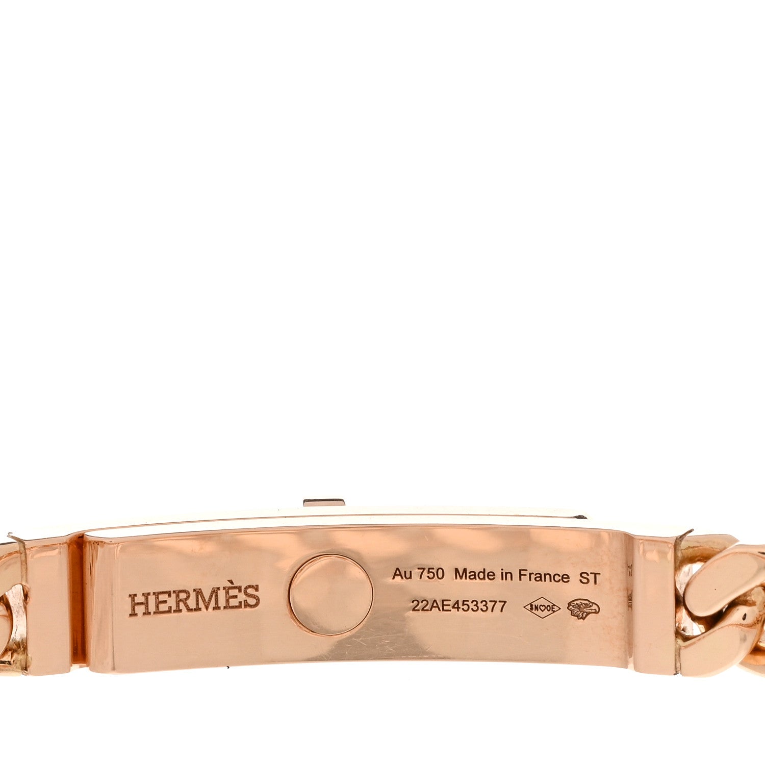 Hermes 18K Rose Gold Diamond PM Kelly Gourmette Bracelet ST 3 of 4