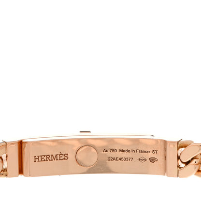 Hermes 18K Rose Gold Diamond PM Kelly Gourmette Bracelet ST 3 of 4