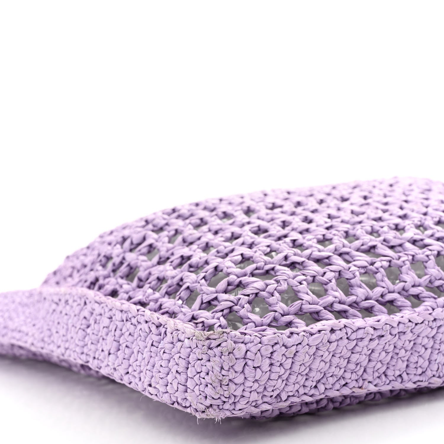 Prada Yarn Raffia Effect Crochet Logo Embroidered Tote Bag Lilium 8 of 10