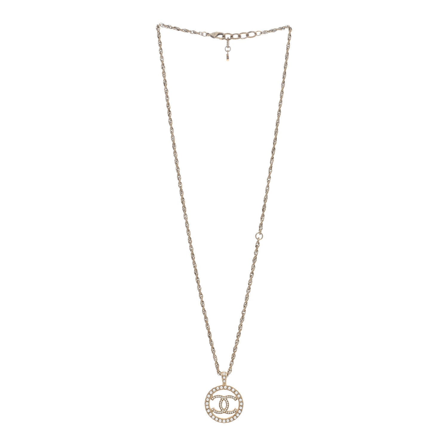 Chanel Pearl CC Round Pendant Necklace Gold 2 of 4