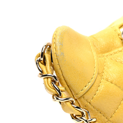 Chanel Crumpled Glazed Lambskin Quilted Waist Bag Fanny Pack Yellow 11 of 12