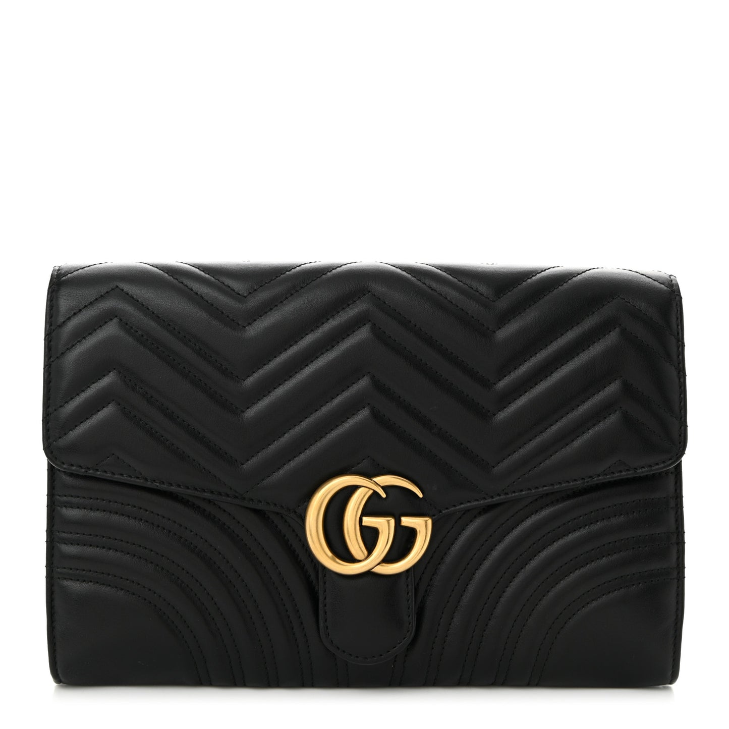 Calfskin Matelasse GG Marmont Clutch Black