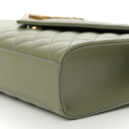 Saint Laurent Grain De Poudre Textured Mixed Matelasse Triquilt Medium Monogram Satchel Light Sage 10 of 10
