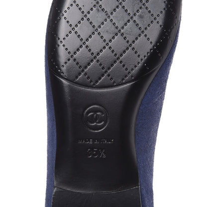 Chanel Suede Cap Toe CC Ballerina Flats 35.5 Blue Black 7 of 10