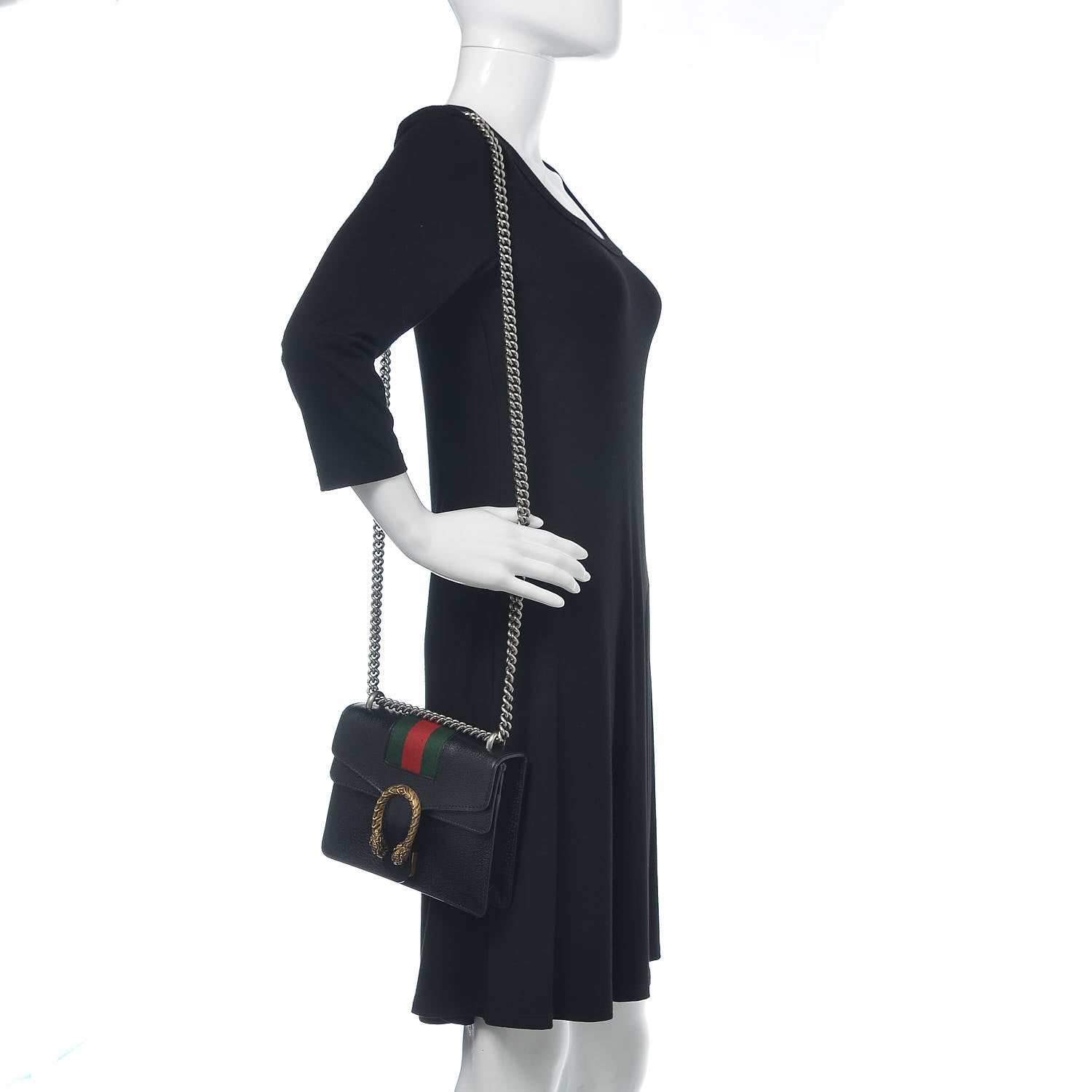 Gucci Calfskin Web Mini Dionysus Shoulder Bag Black 2 of 13