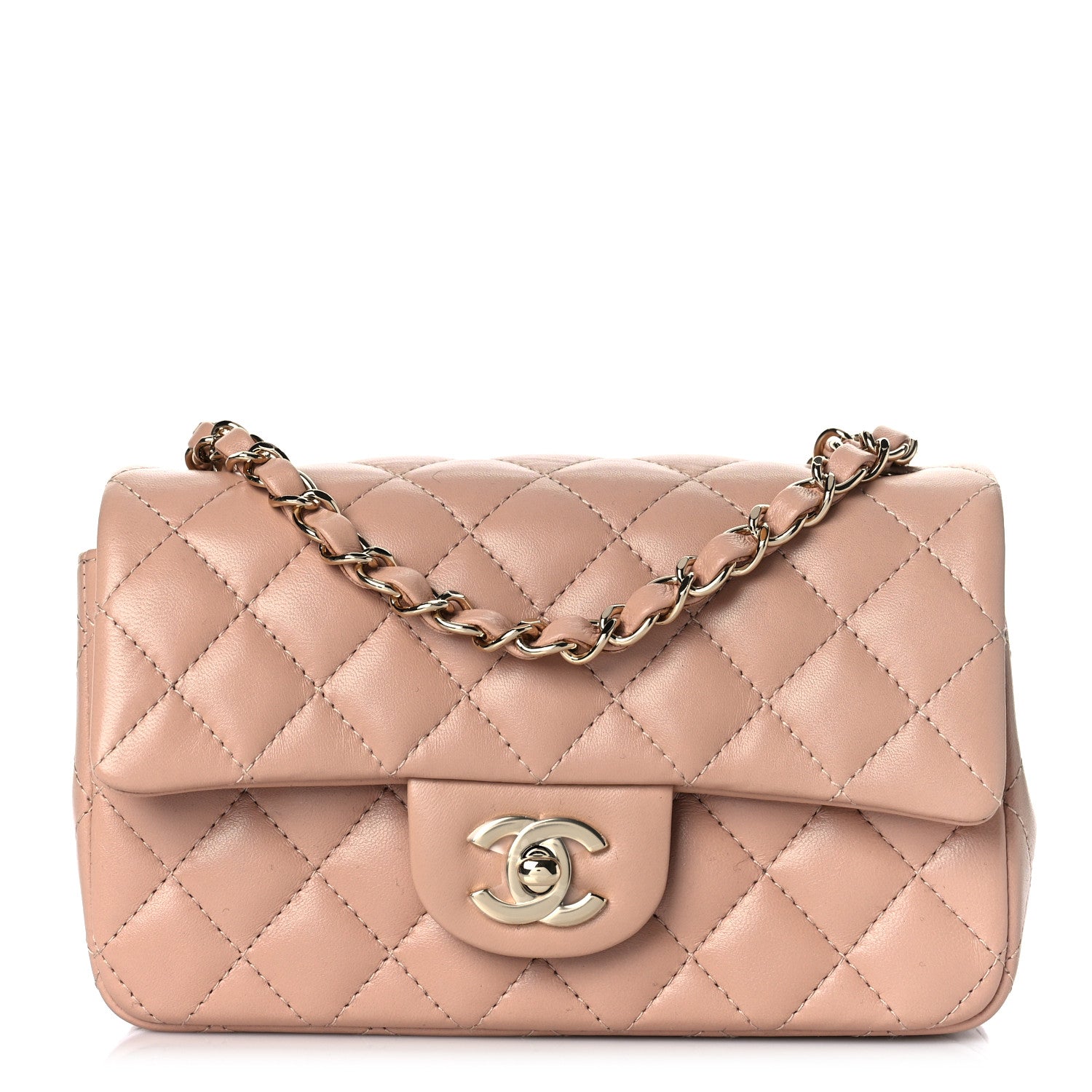 Chanel Lambskin Quilted Mini Rectangular Flap Dark Beige 1 of 12
