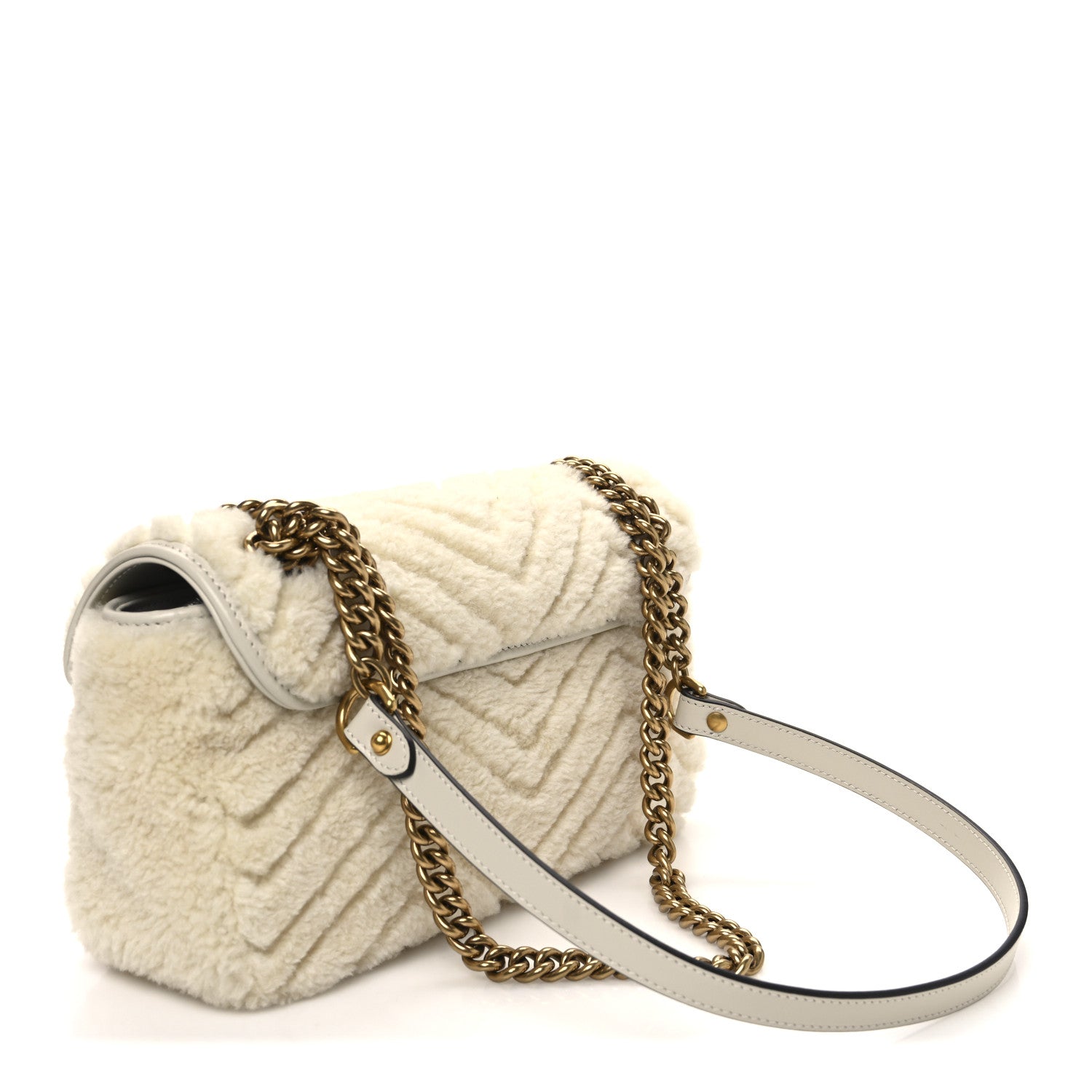 Gucci Merinos Wool Small GG Marmont Shoulder Bag Old White 3 of 10