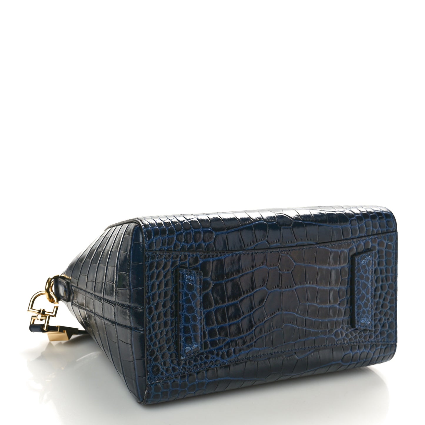Calfskin Crocodile Embossed Small Antigona Deep Blue