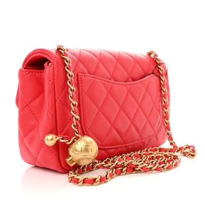Chanel Lambskin Quilted Mini Rectangular Pearl Crush Flap Red 3 of 11