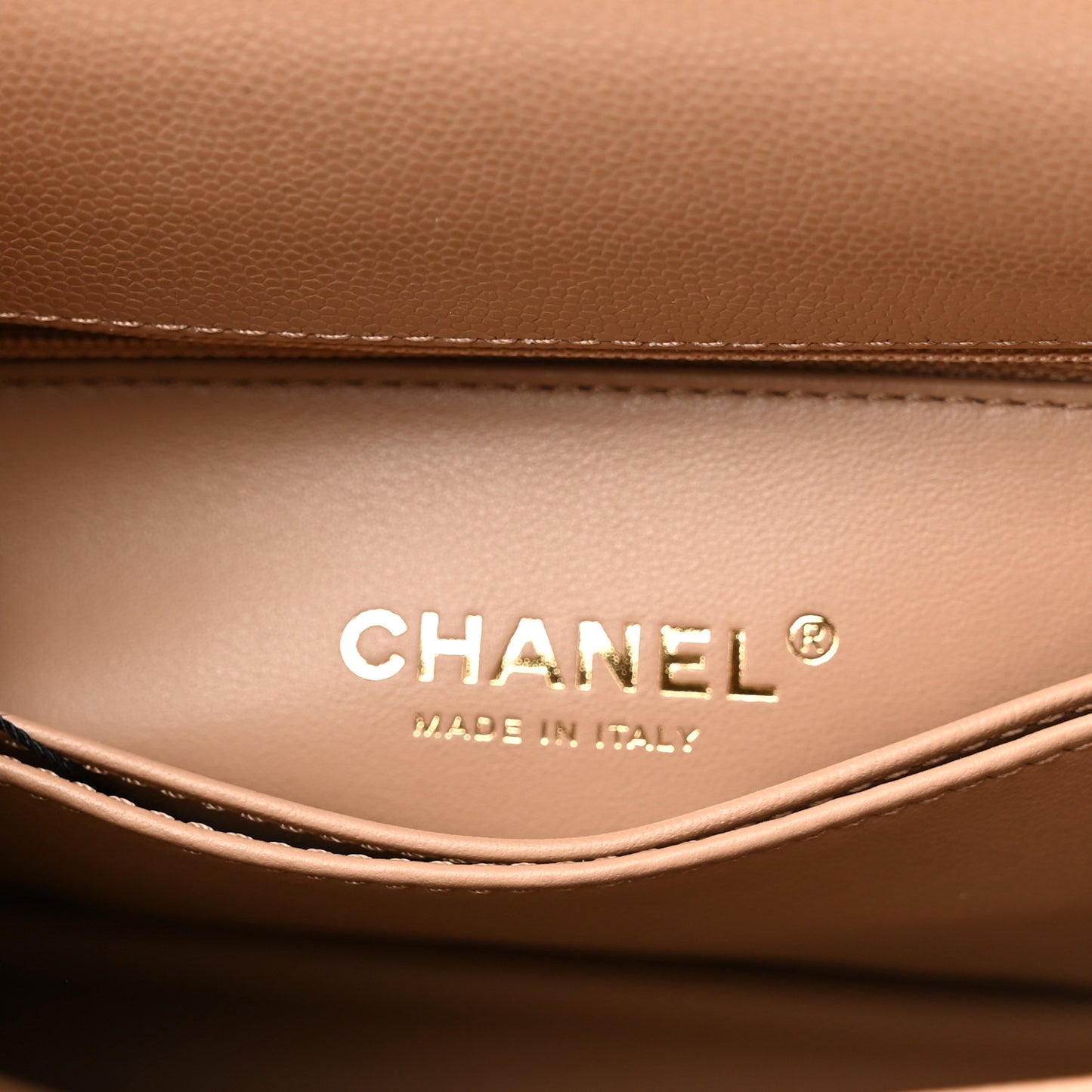 Caviar Quilted Mini Coco Handle Flap Beige