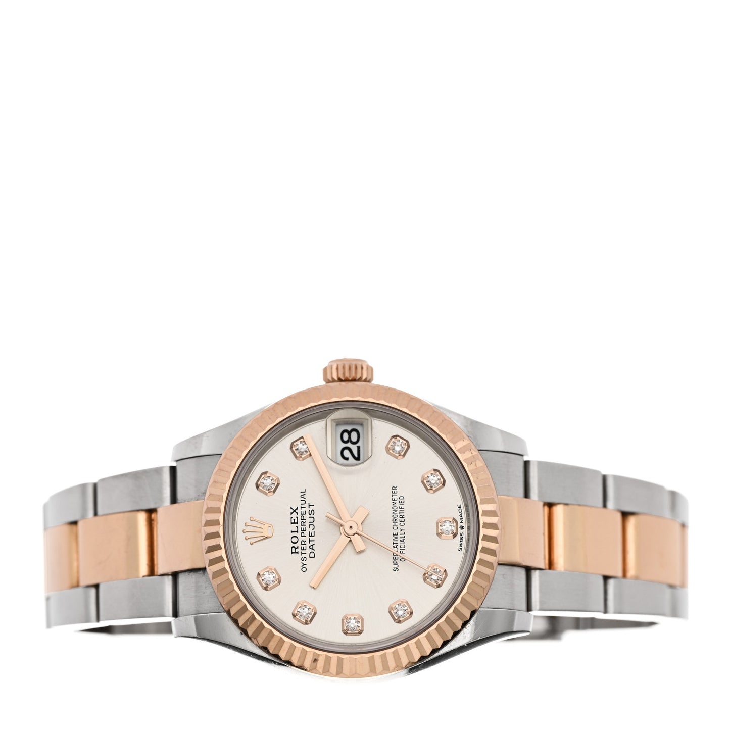 Stainless Steel 18K Everose Gold Diamond 31mm Oyster Perpetual Datejust Watch Silver 278271