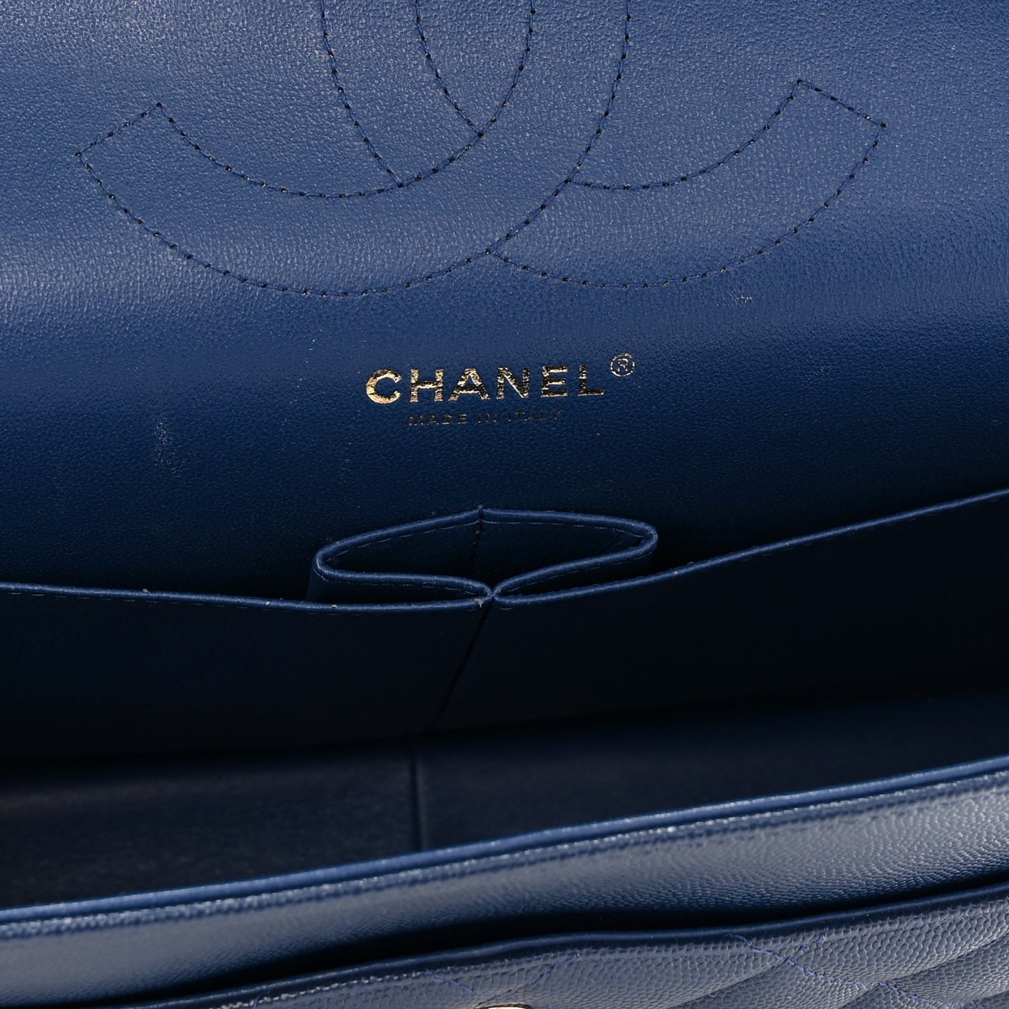 Caviar Quilted Jumbo Double Flap Navy