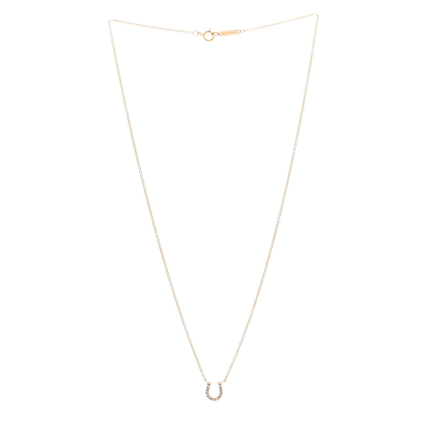 18K Rose Gold Diamond Mini Metro Horseshoe Pendant Necklace