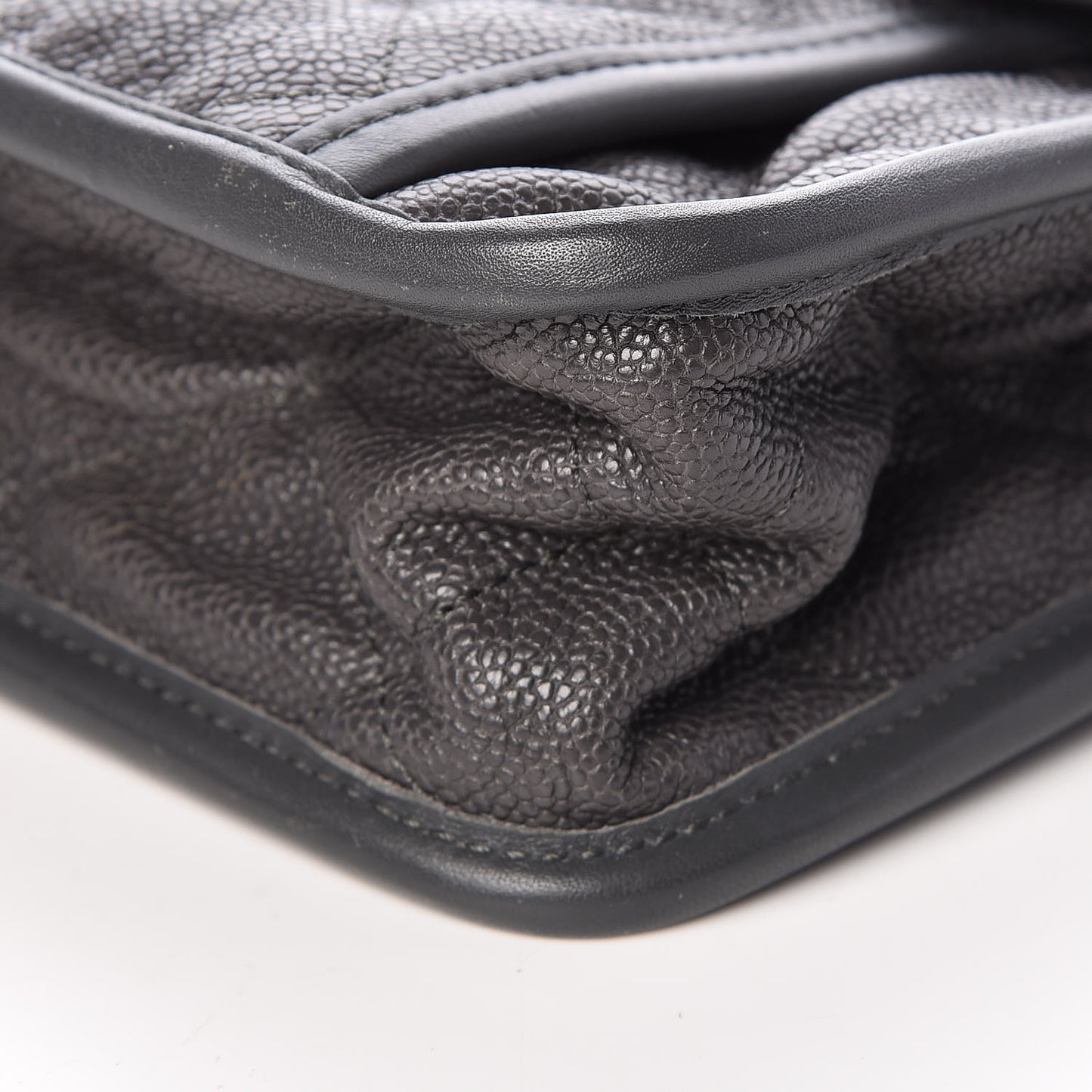 Caviar Quilted Large French Riviera Flap Dark Grey