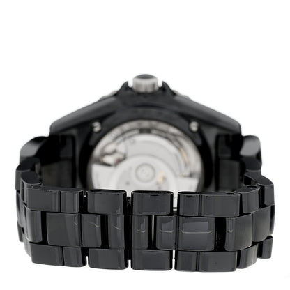 Chanel Stainless Steel Ceramic Diamond 38mm J12 Automatic Watch Black 3 of 4