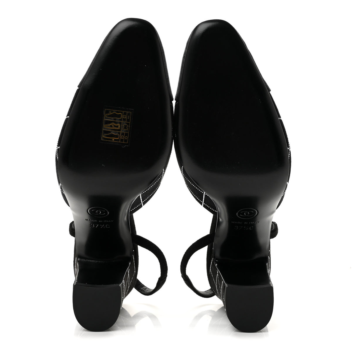 Suede Kidskin Cap Toe CC Slingback Pumps 37.5 Black Silver