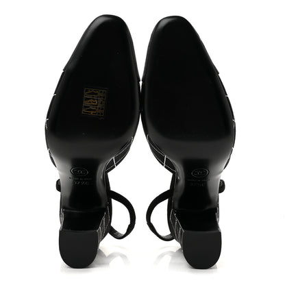 Chanel Suede Kidskin Cap Toe CC Slingback Pumps 37.5 Black Silver 6 of 9