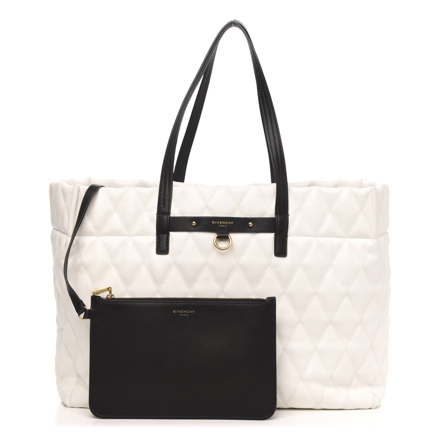 Givenchy Rubber Effect Canvas Quilted Duo Shopper Tote White 1 of 12