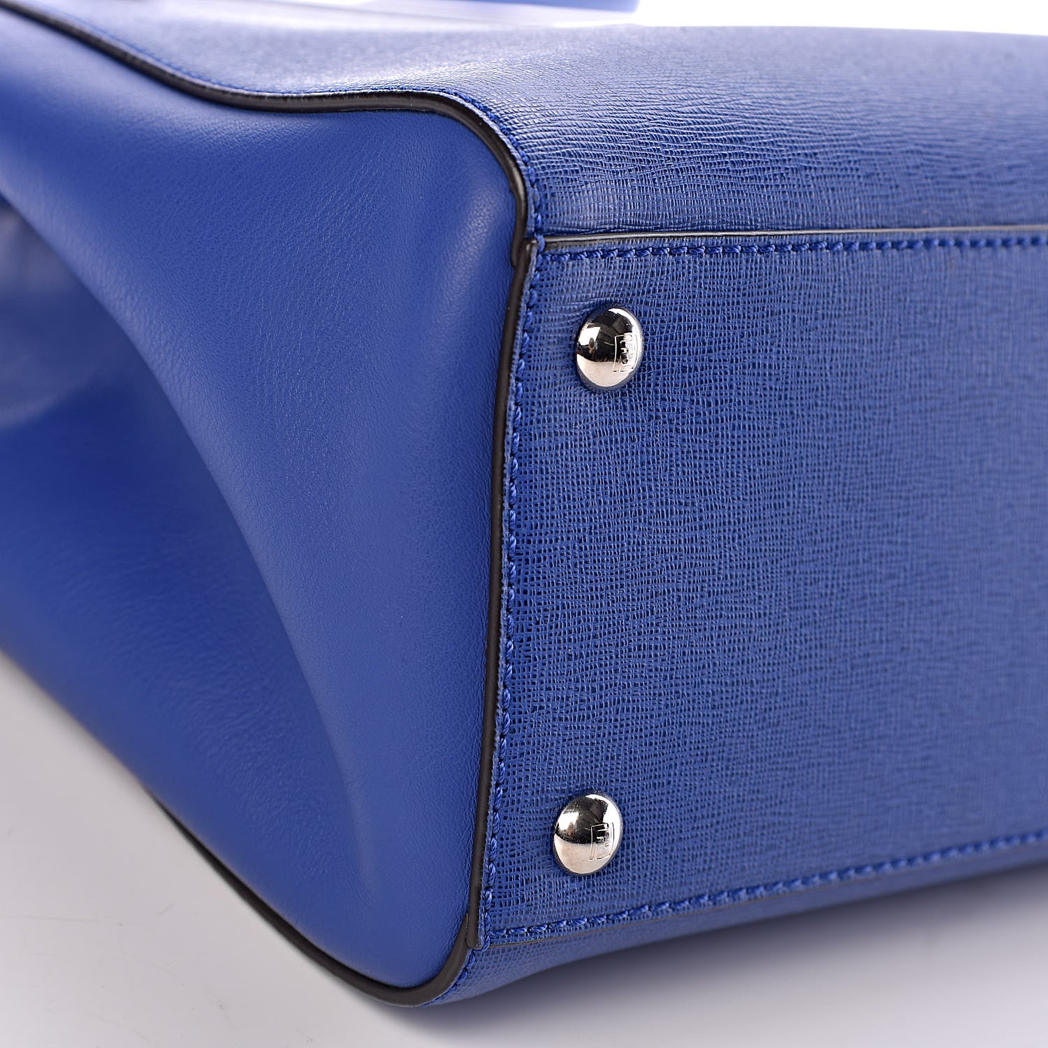 Fendi Vitello Elite Petite 2Jours Tote Blue Neon 8 of 10