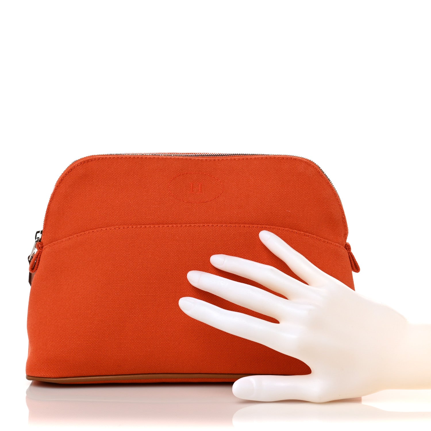 Hermes Cotton Canvas Mini Bolide Travel Cosmetic Pouch Feu 2 of 9