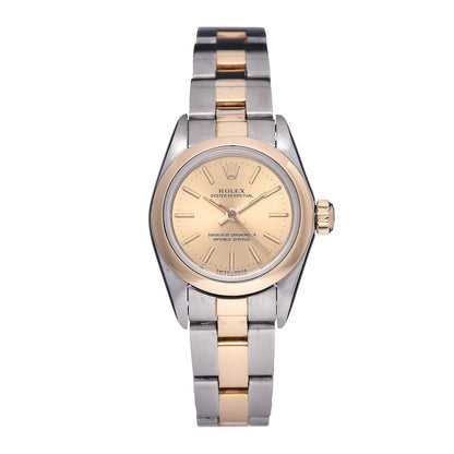 Rolex Stainless Steel 18K Yellow Gold 26mm Oyster Perpetual Watch Champagne 67183 1 of 9