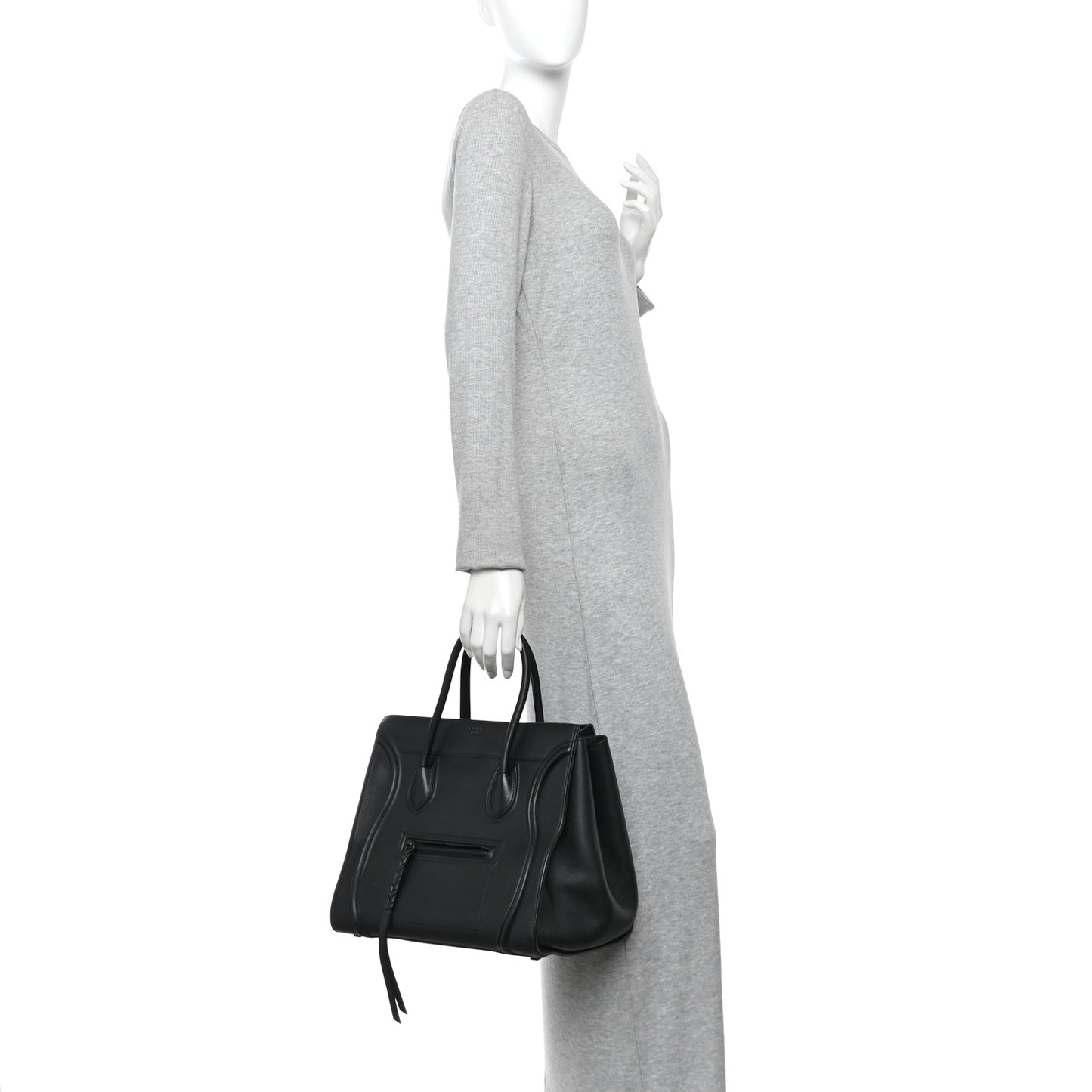 Grained Calfskin Medium Phantom Luggage Black