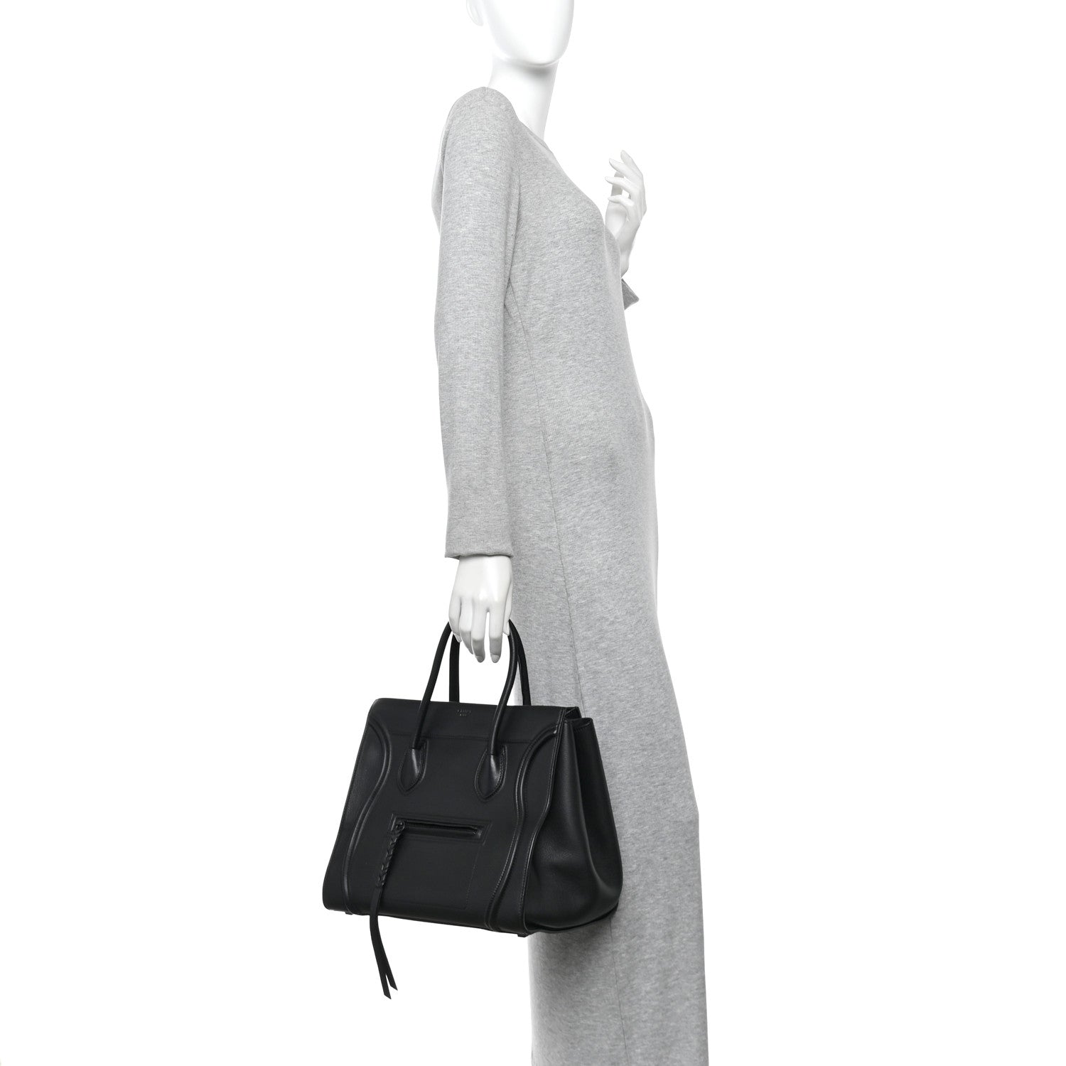Celine Grained Calfskin Medium Phantom Luggage Black 2 of 11