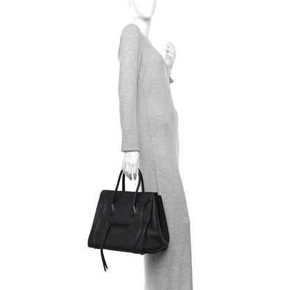 Celine Grained Calfskin Medium Phantom Luggage Black 2 of 11