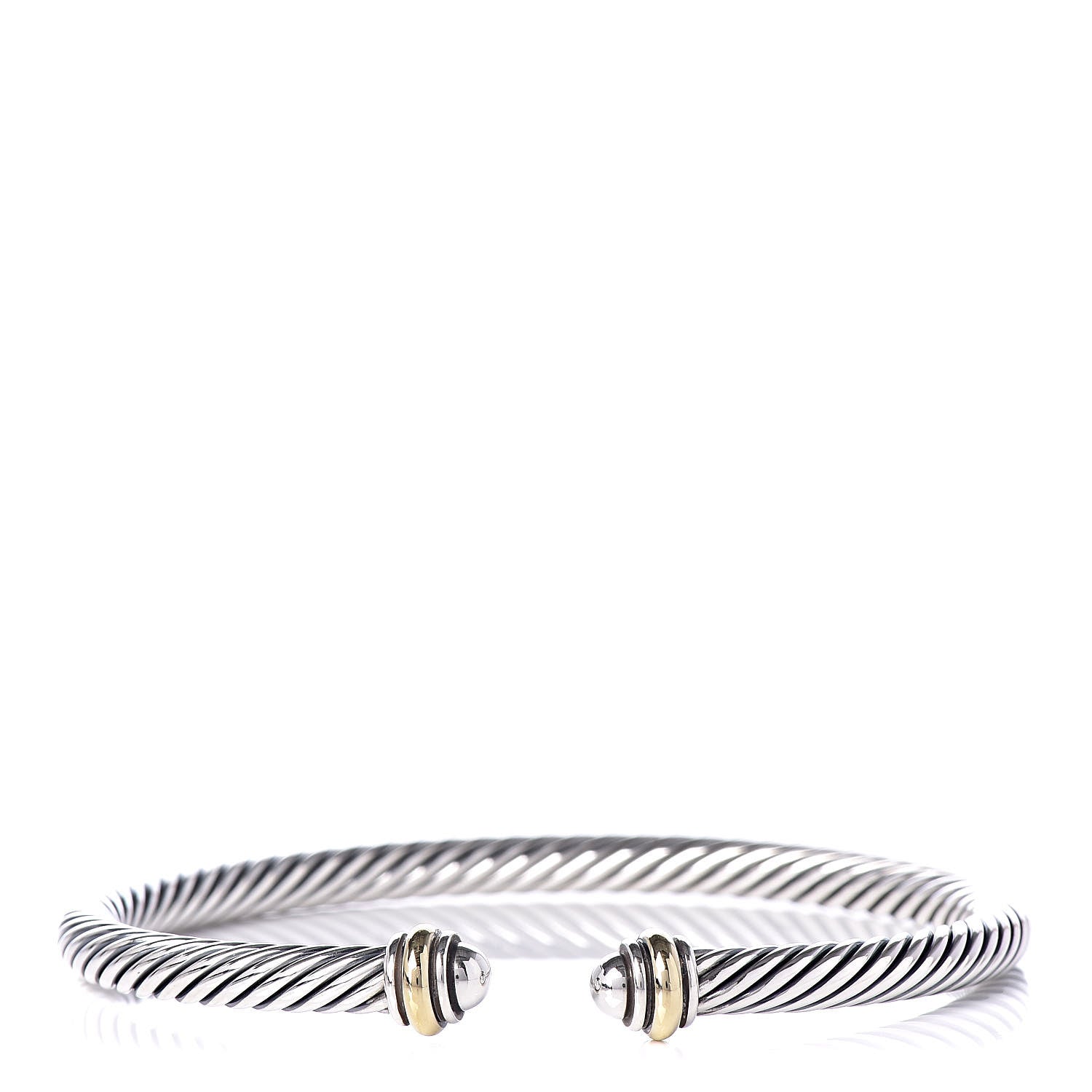 David Yurman Sterling Silver 18K Yellow Gold 4mm Cable Classics Bracelet 1 of 5