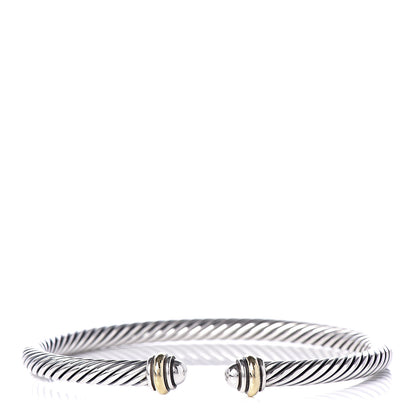 David Yurman Sterling Silver 18K Yellow Gold 4mm Cable Classics Bracelet 1 of 5