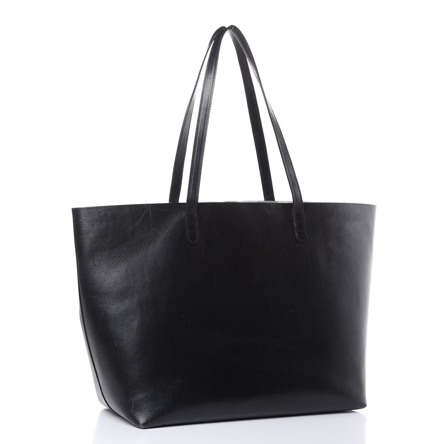 Mansur Gavriel Smooth Calfskin Large Shopping Tote Black Argento 4 of 22