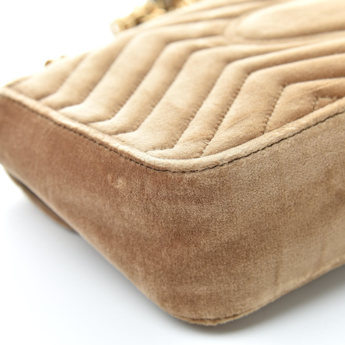 Velvet Matelasse Small GG Marmont Shoulder Bag Taupe