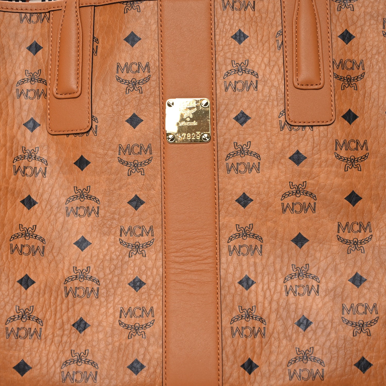 MCM Visetos Medium Liz Reversible Shopper Tote Cognac 10 of 20