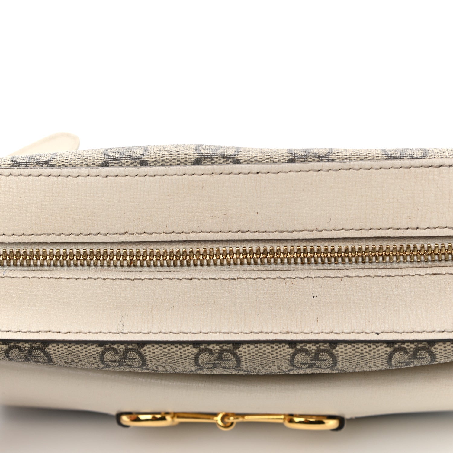 Gucci GG Supreme Monogram Small Horsebit 1955 Shoulder Bag Beige Mystic White 17 of 19